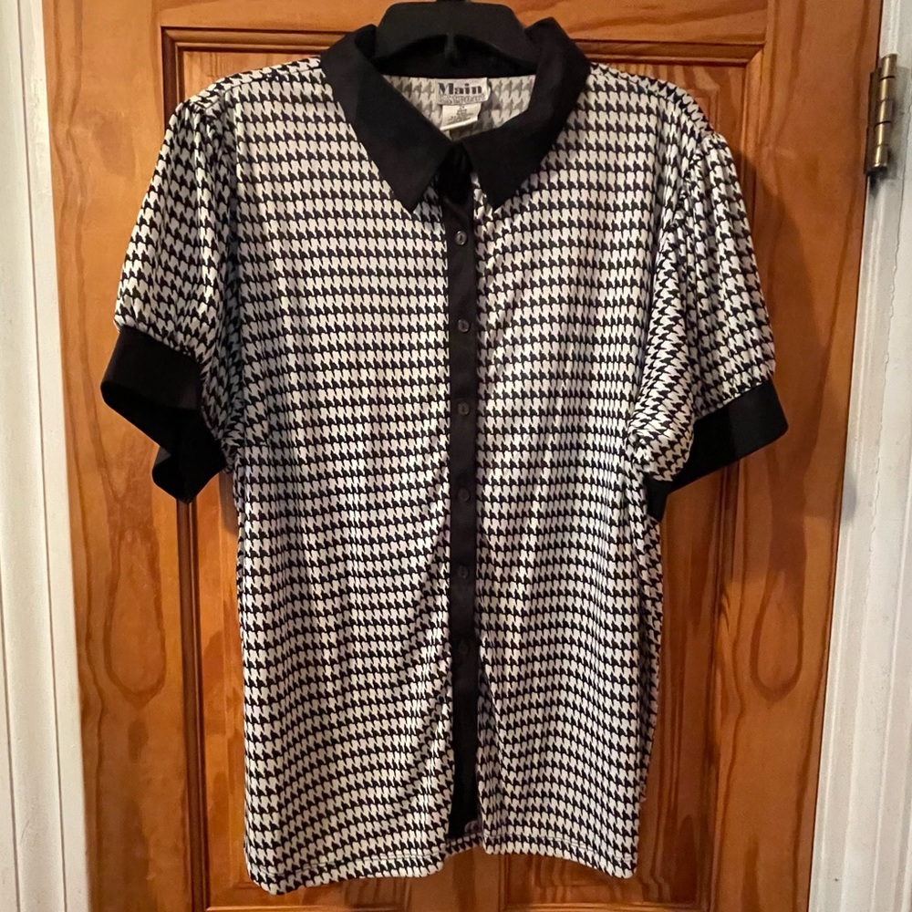 Main Street Houndstooth Blouse, Size 2X